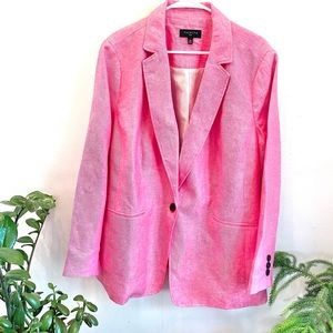 NWOT Talbots Woman Plus Pink Linen Blazer 18W